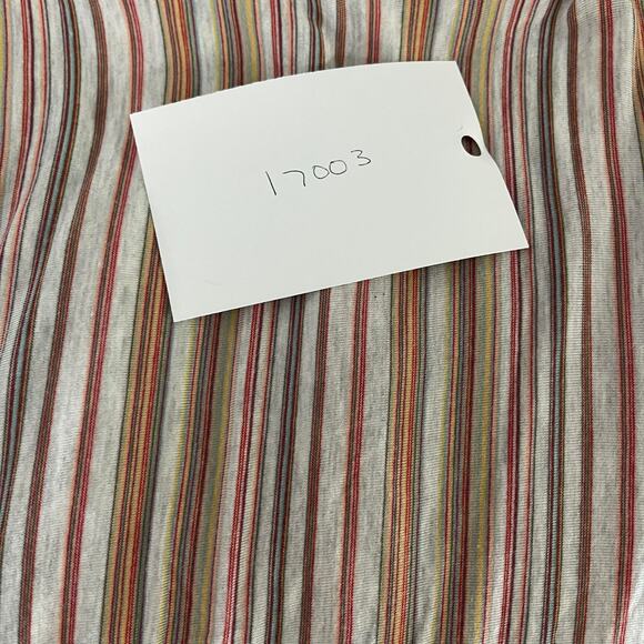 Max Studio blouse knit shirt top women's medium natural stripe tie front red tan - Picture 12 of 14